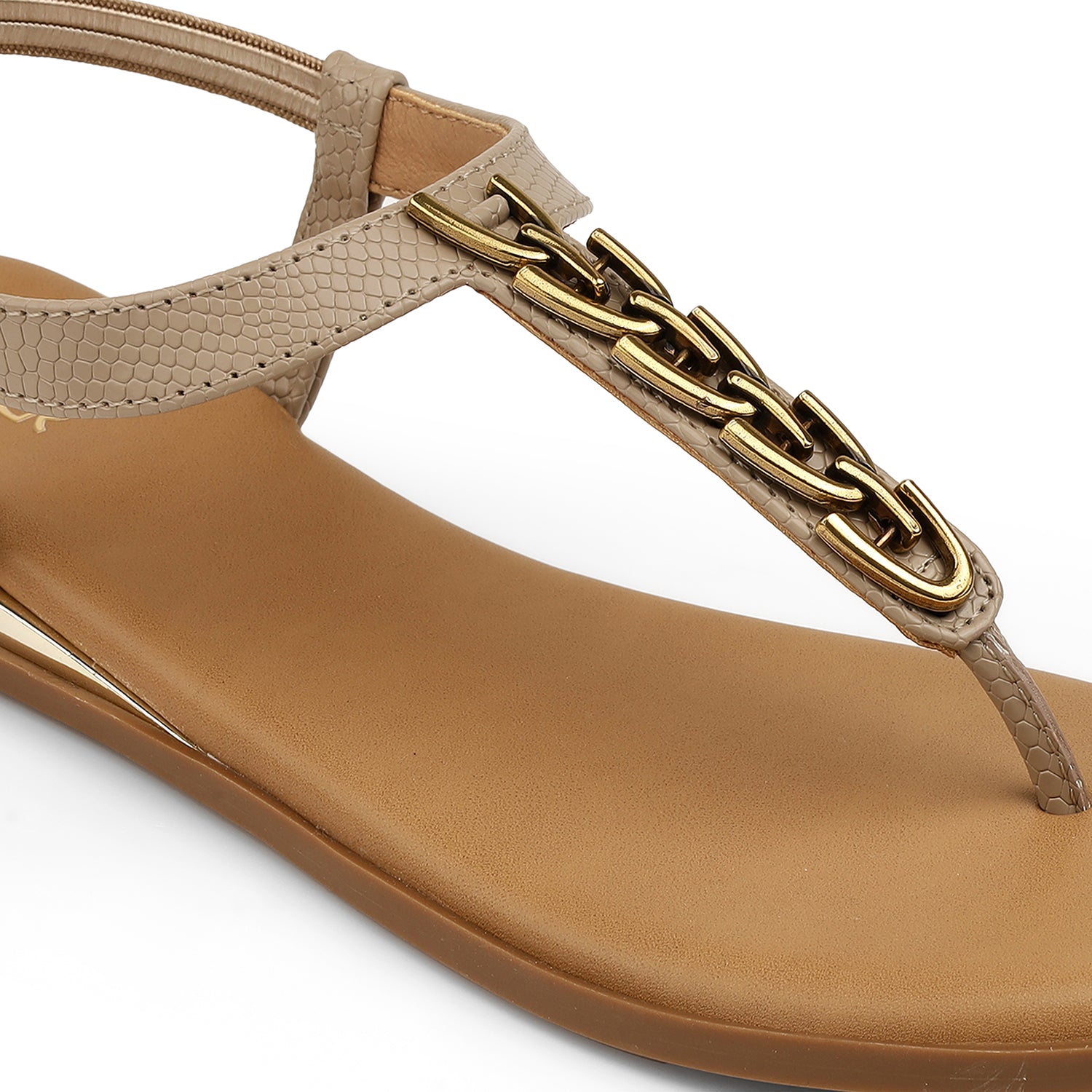 Diana Metallic Back Elastic Flat Sandals - The Heels India