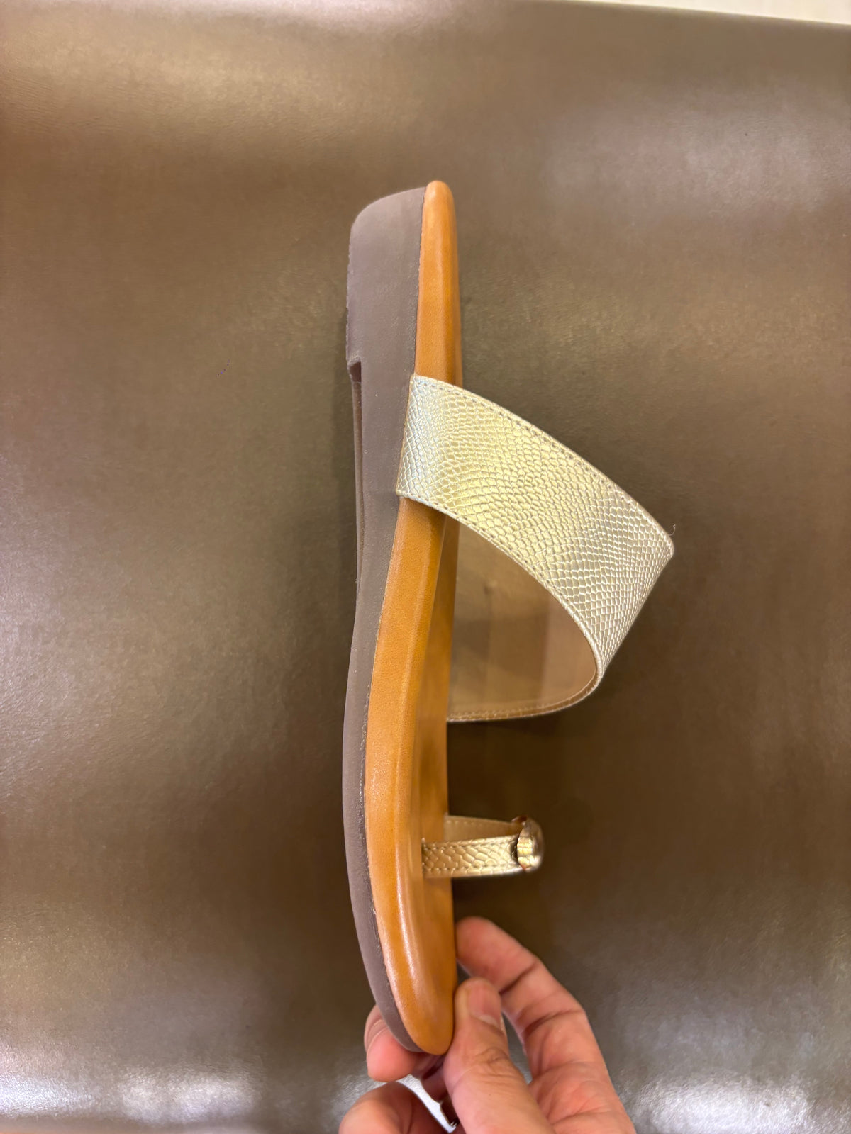 Nova 3.0 Buckled Cushioned Thumb Sliders in Gold - The Heels India