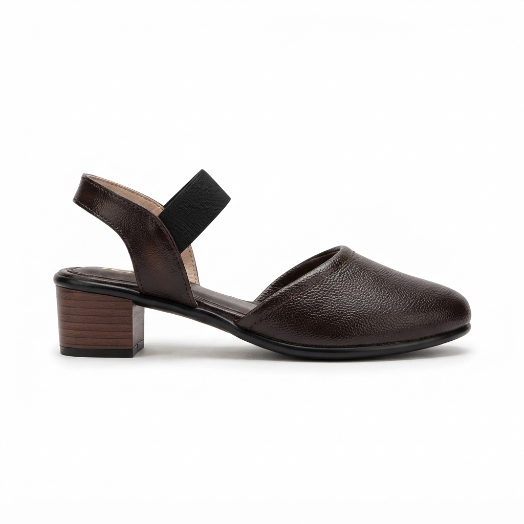 Marcia 2.0 Mini Leather Block Heel Pumps in Brown for women | The Heels