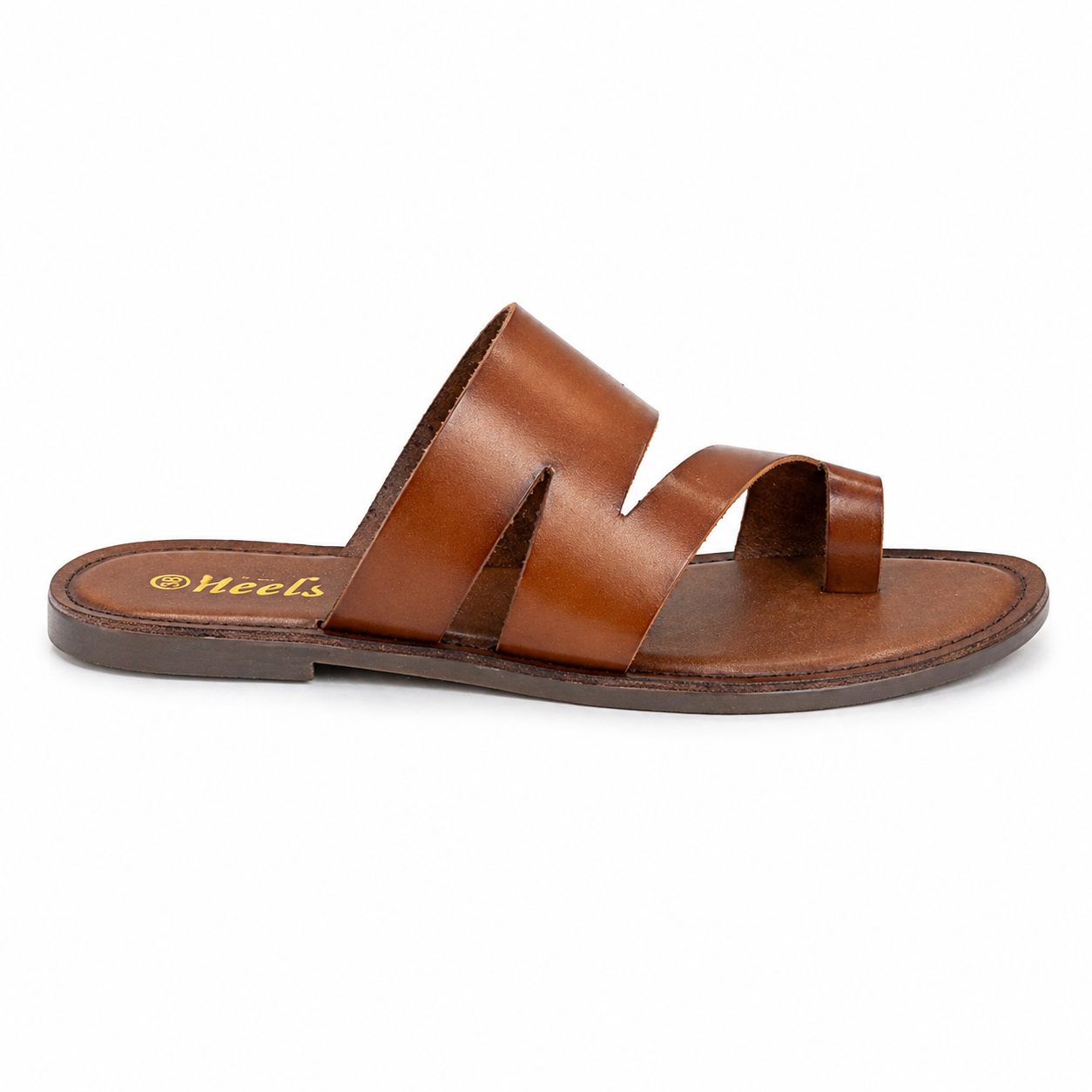 Melanie Leather Thumb Strap Flat Sliders