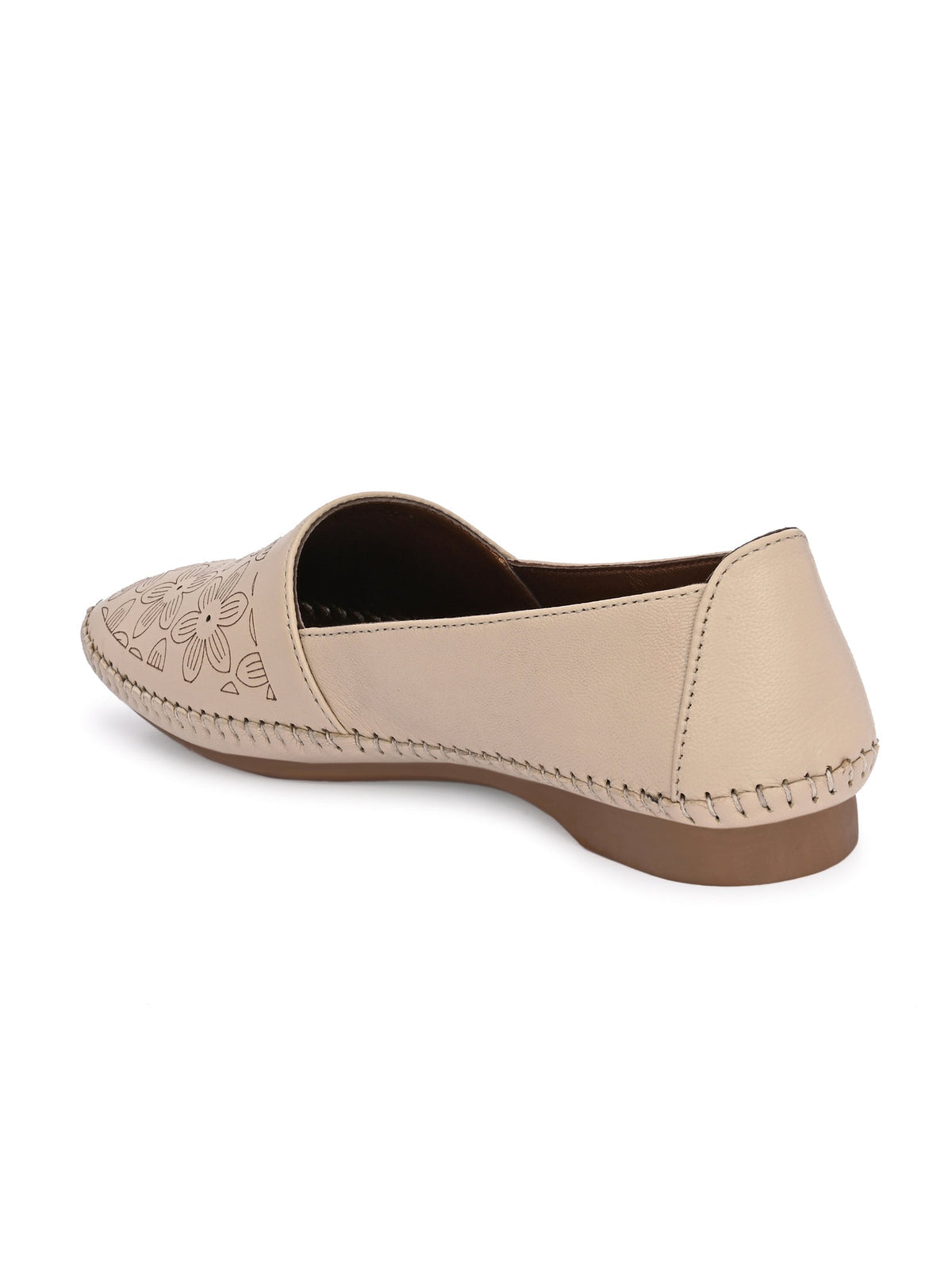 Venezia Engraved Cushioned Leather Ballerinas