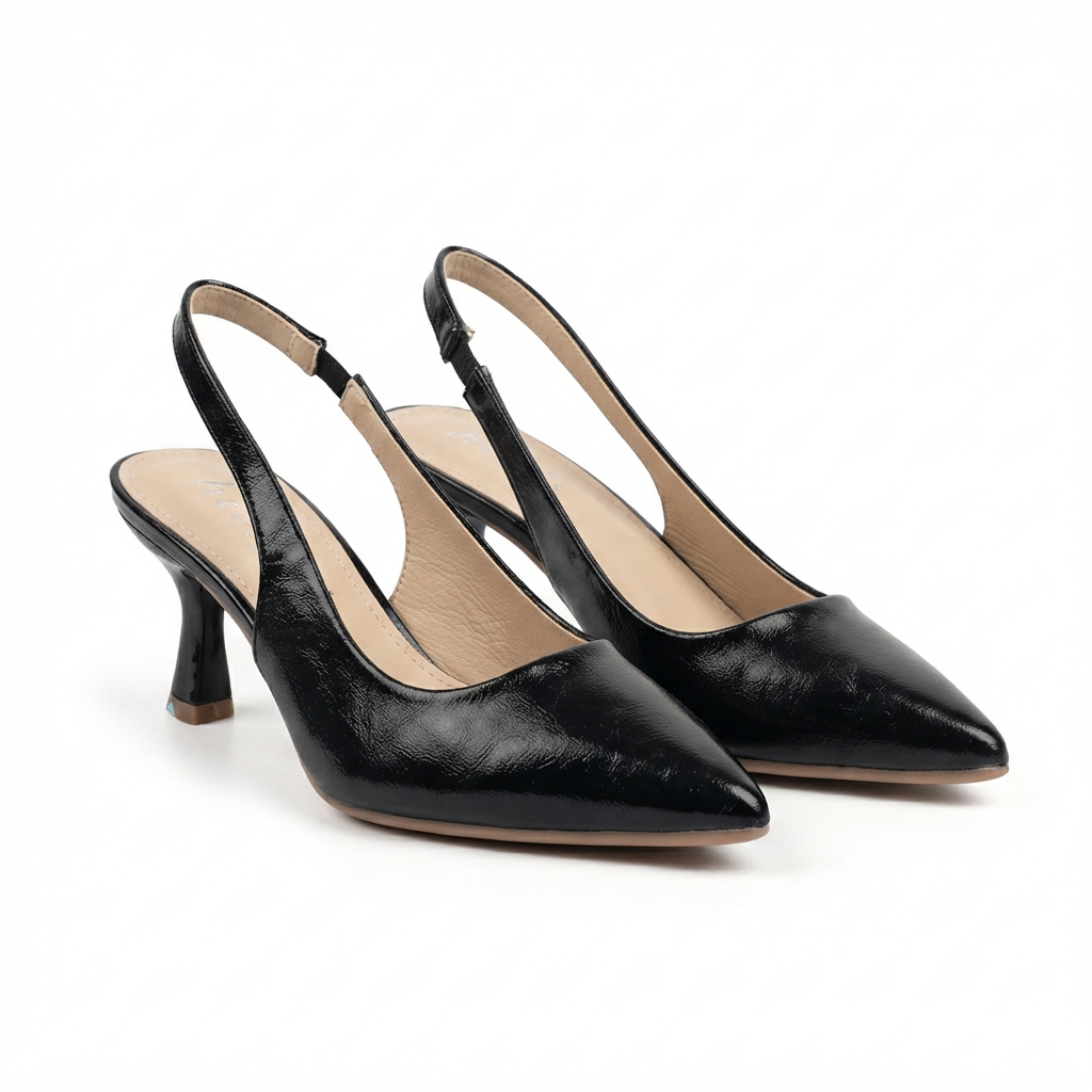 Zara Classic Sling Back Kitten Heel Pumps in Black - The Heels India