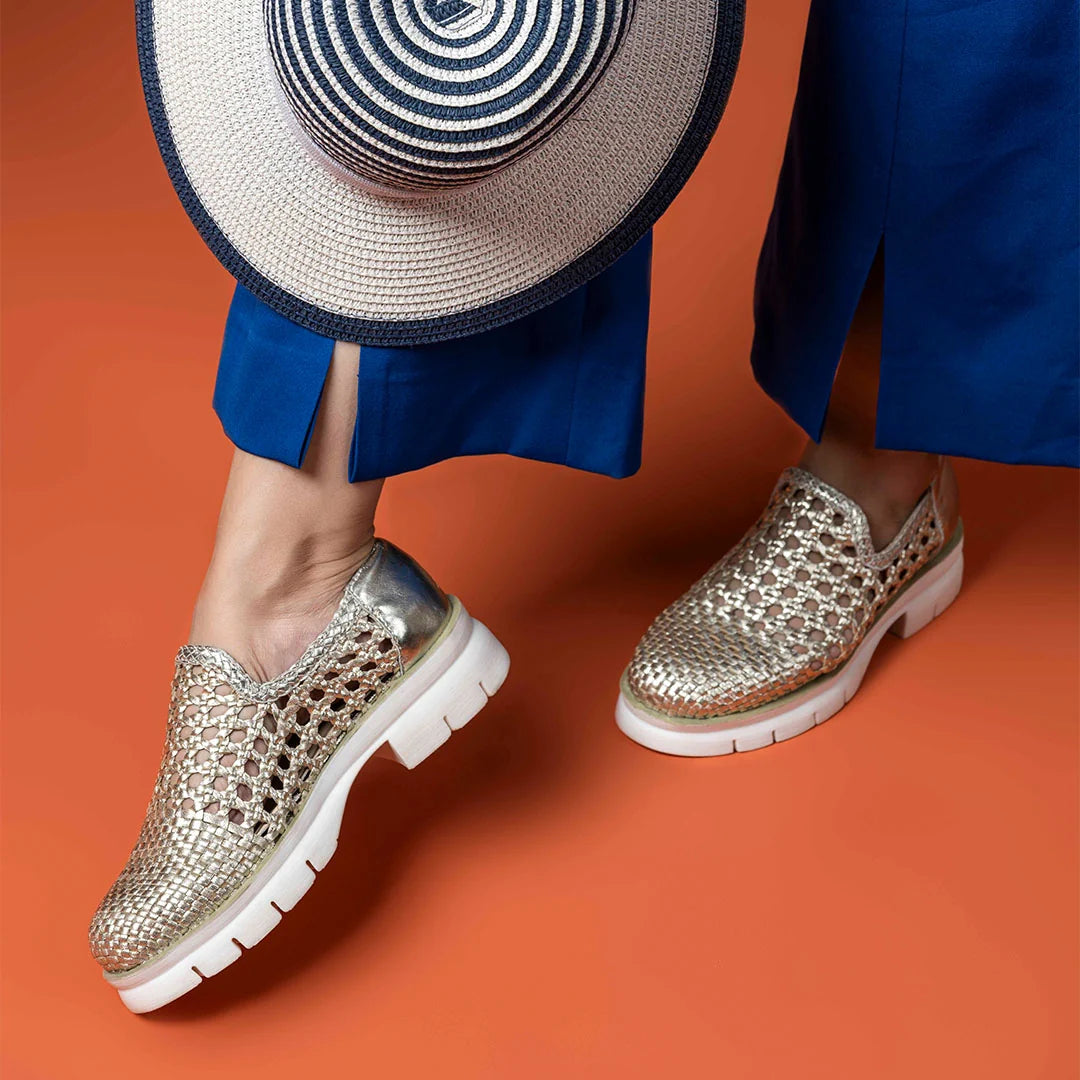 Quinn Premium Leather Weaving Slip On Sneakers