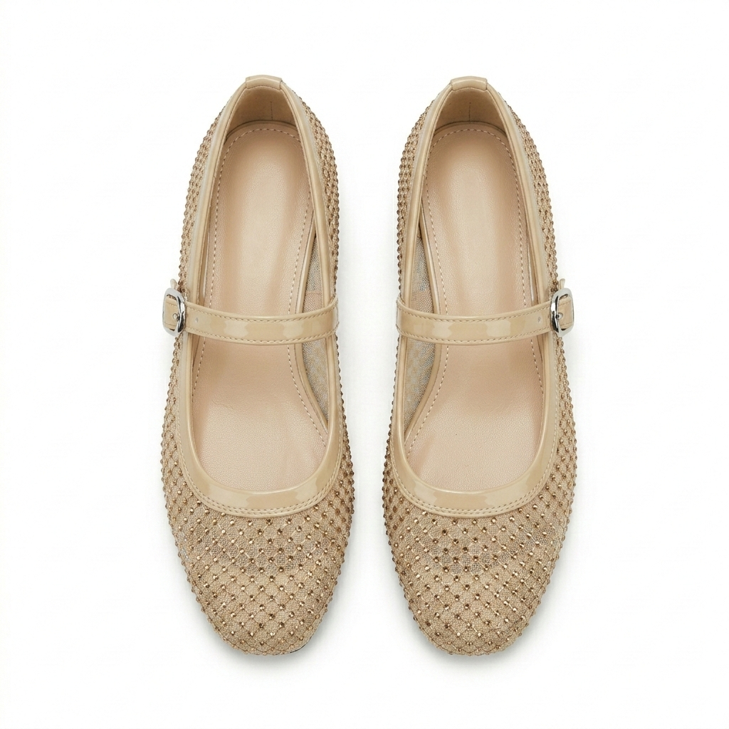 Olivia Premium Mesh Flat Mary Jane Ballerinas