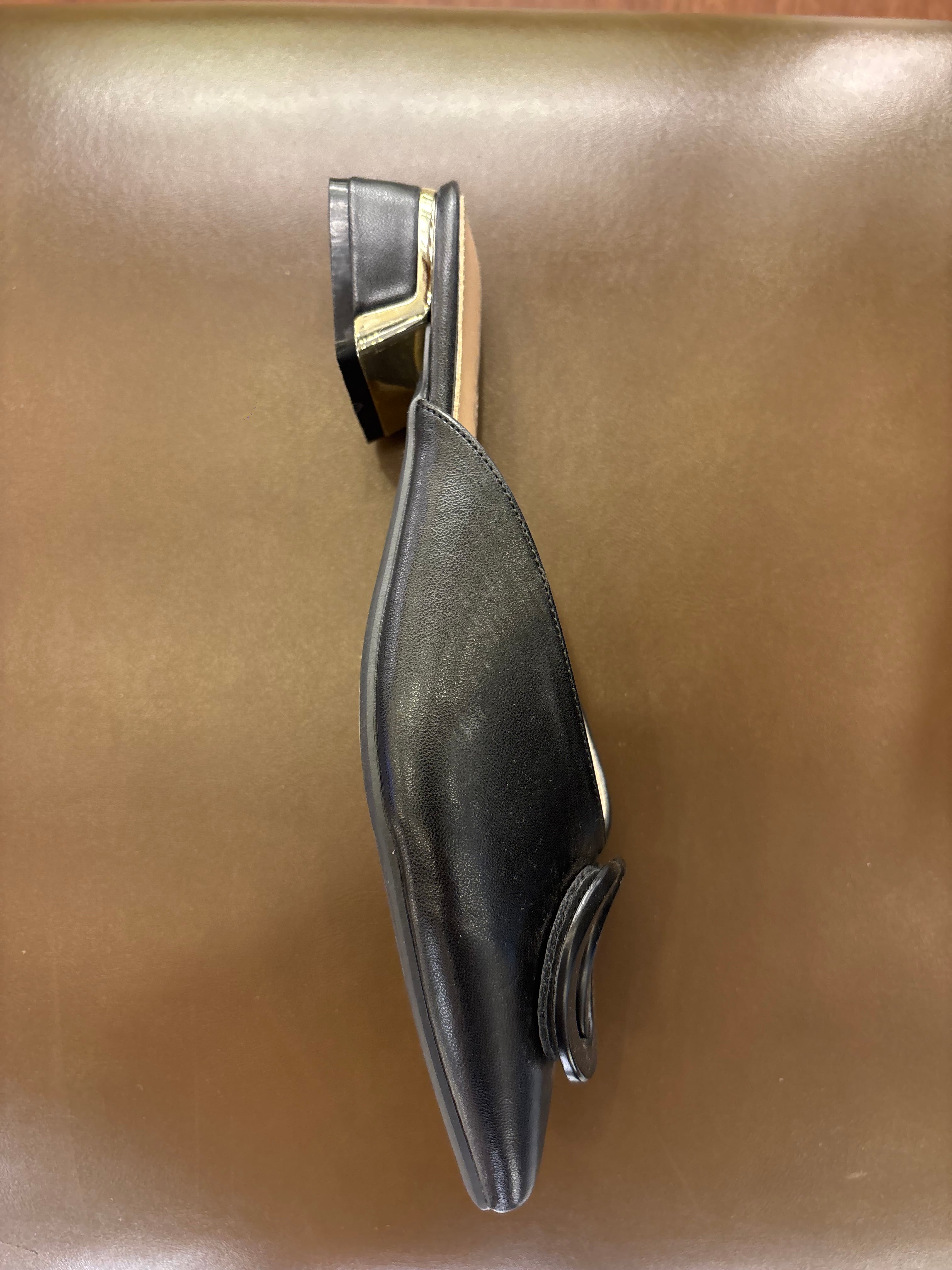 Lydia Mid Heel Cushioned Back Open Pointed Mules