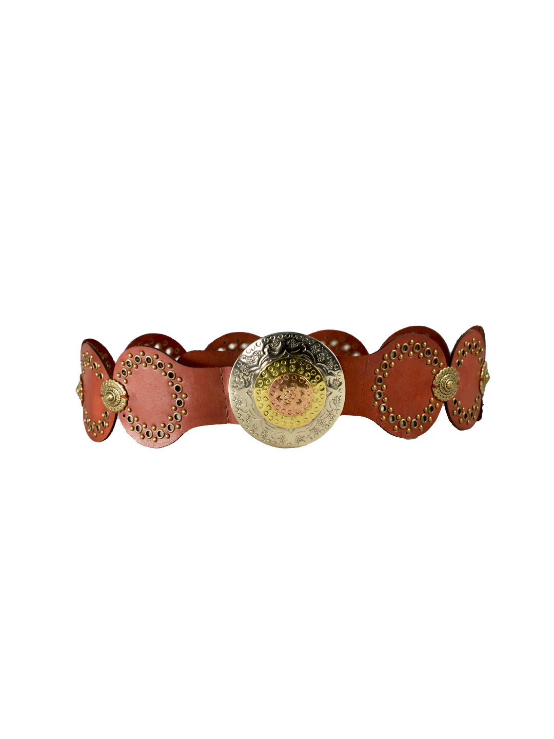 Monarch Cognac Studded Leather Corcet Belt