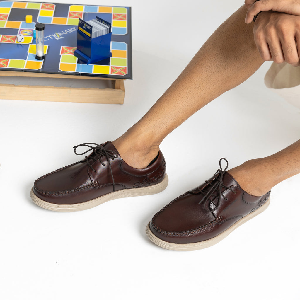 Marina Leather Weaved Lace Derby Shoes