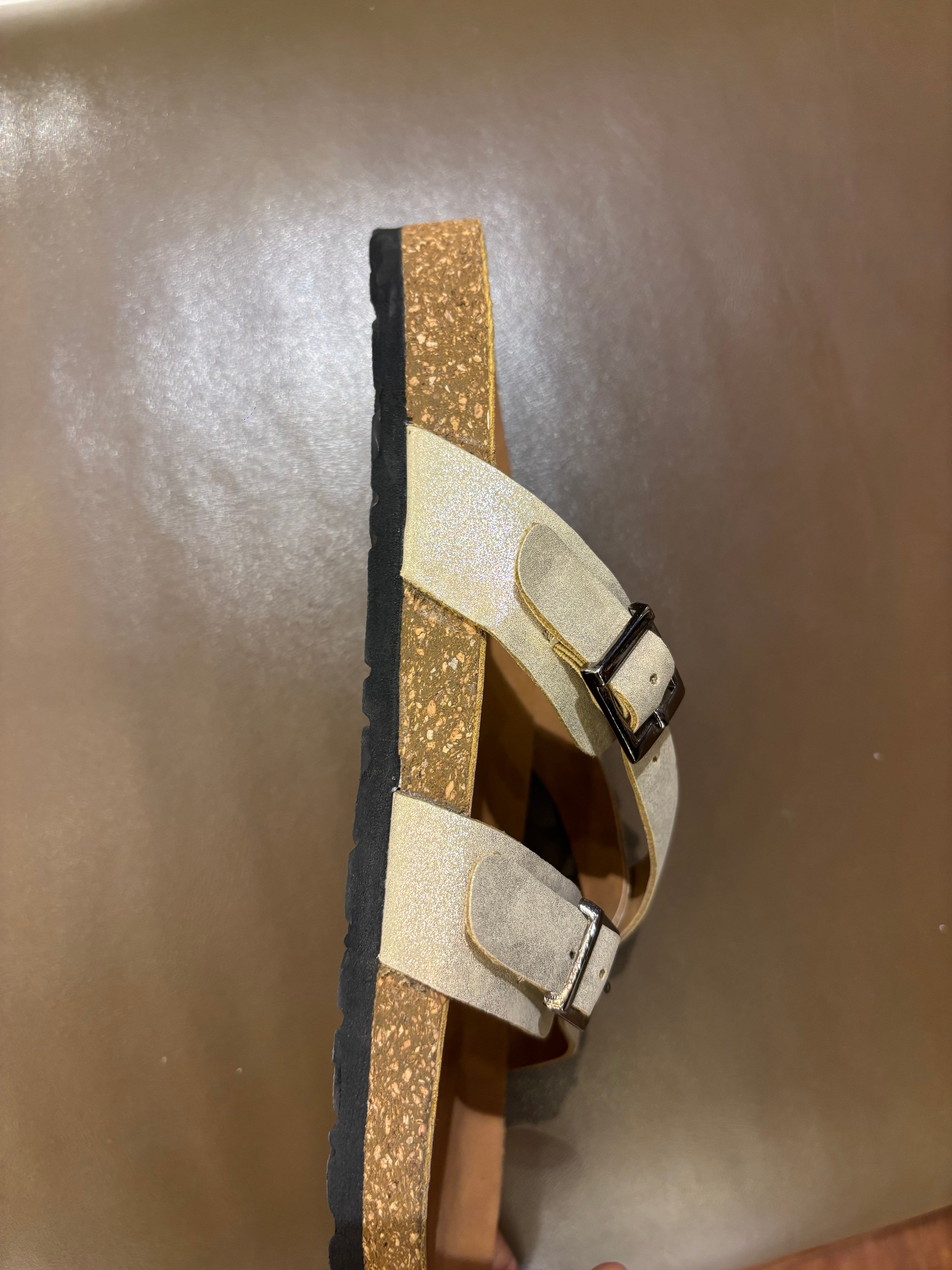 Cherie Buckle Strap Cork Summer Sliders