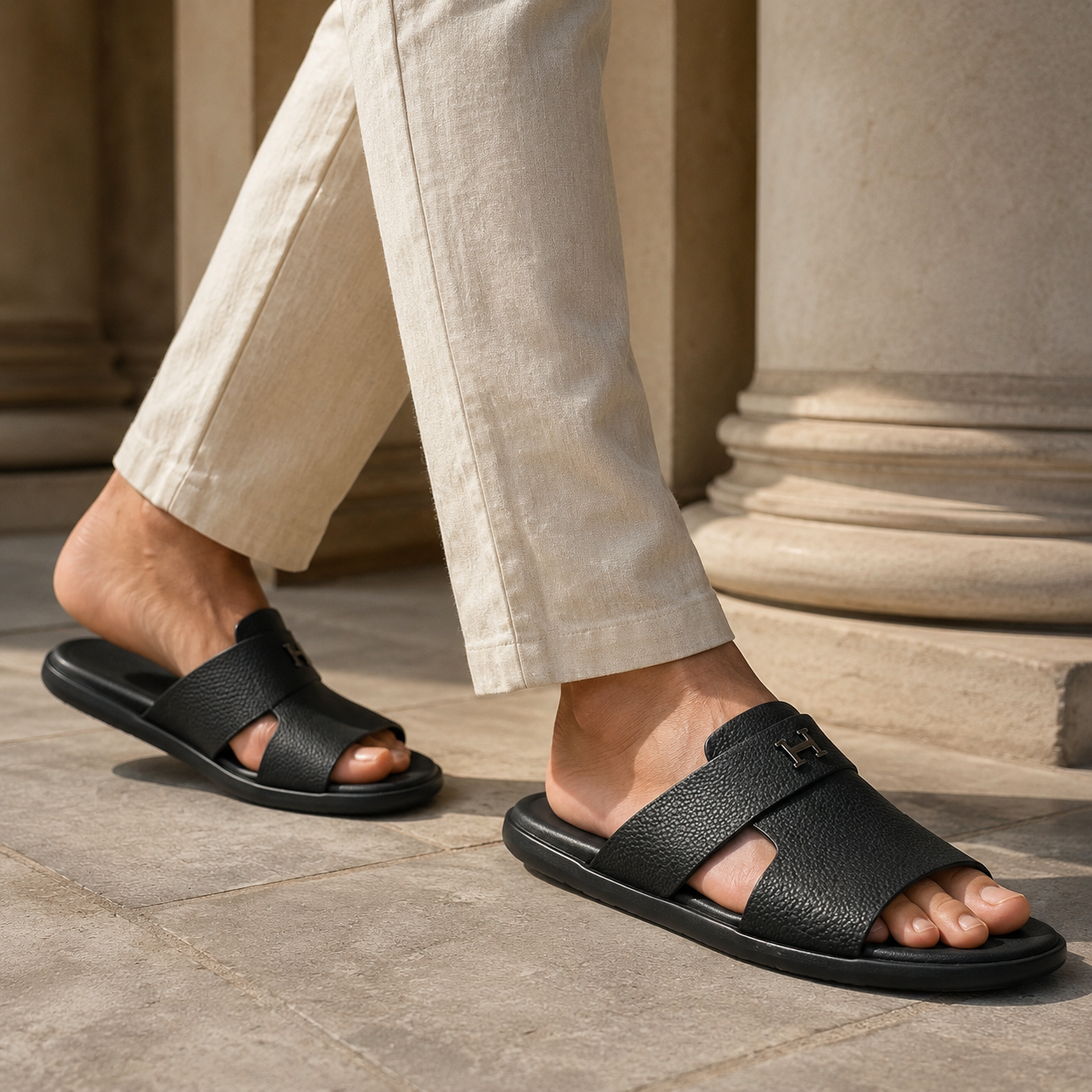 Edward Premium Leather Sliders