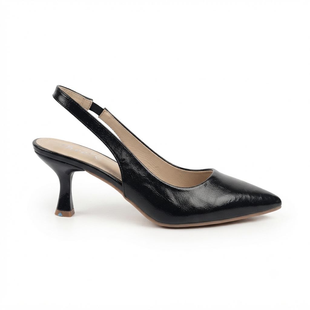 Zara Classic Sling Back Kitten Heel Pumps in Black - The Heels India
