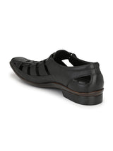 Mavro Black Leather Roman Sandals HT