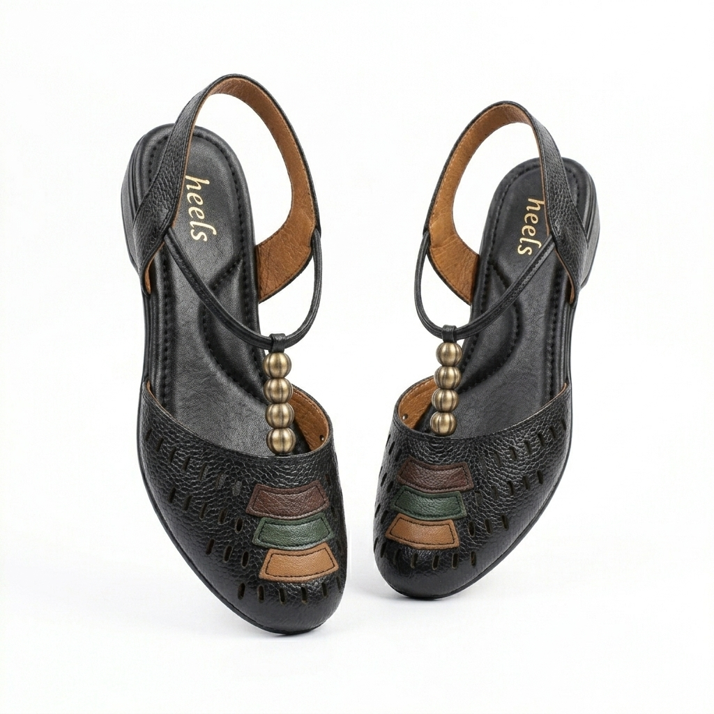 Nida Ethnic Leather Elastic Sandals
