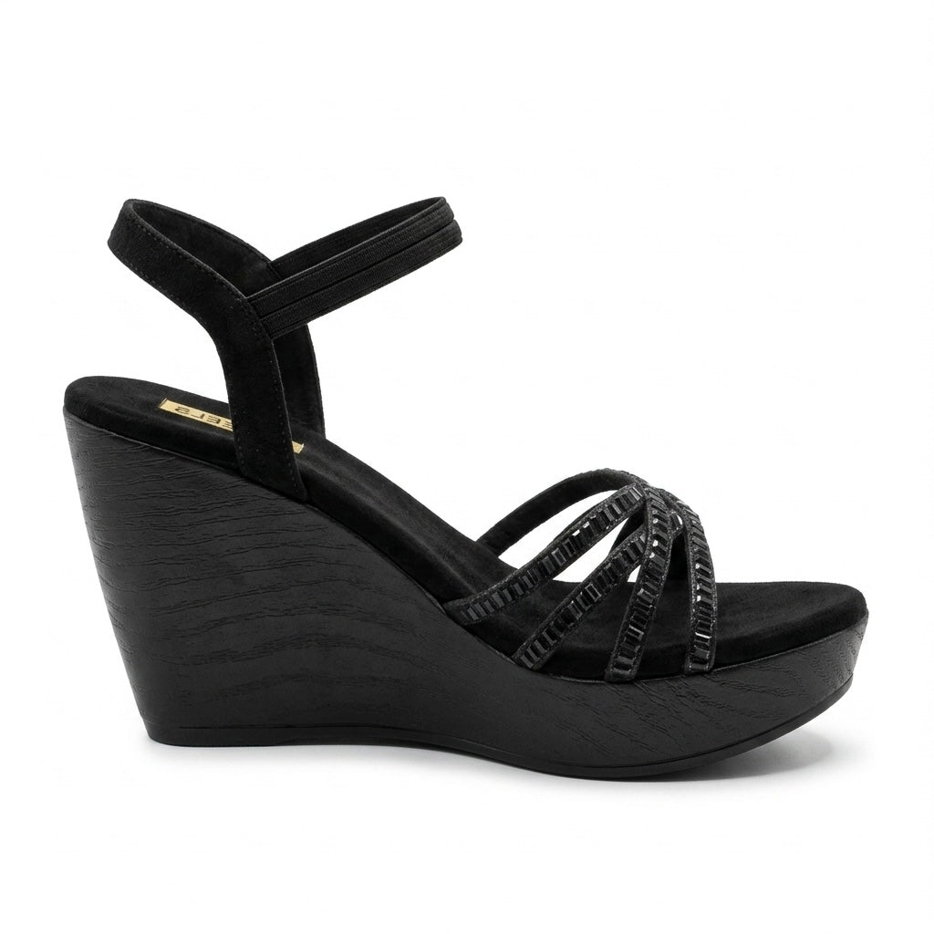 Zara Bling Back Elastic Wedge Platform Heels