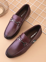 Ethan Bordo Leather Buckle Loafers