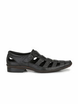 Mavro Black Leather Roman Sandals HT