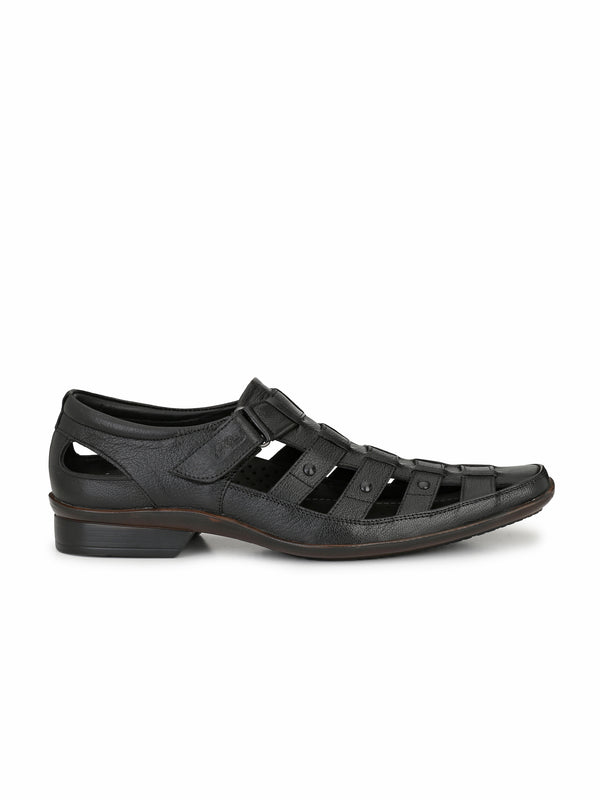 Mavro Black Leather Roman Sandals HT