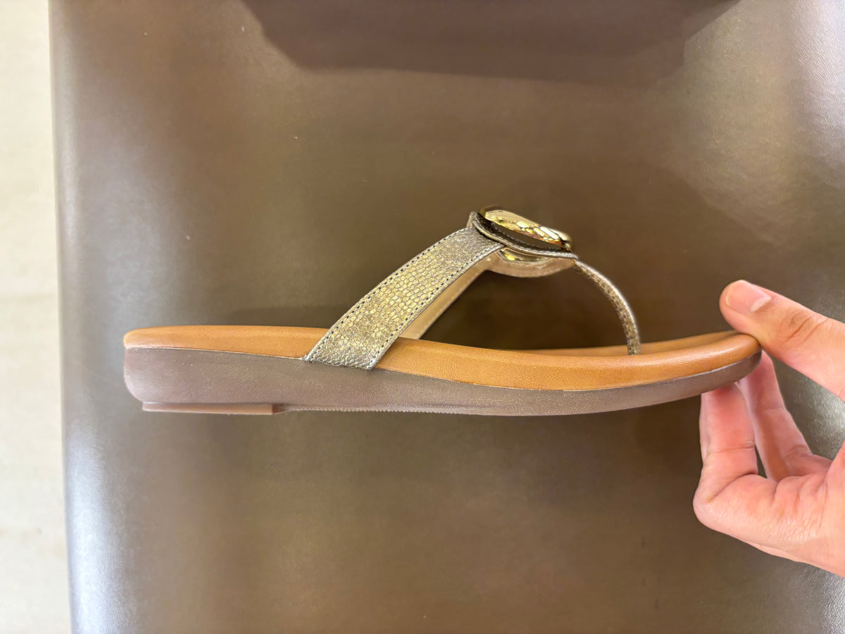 Nova 2.0 Buckled Cushioned Sliders in Zinc - The Heels India