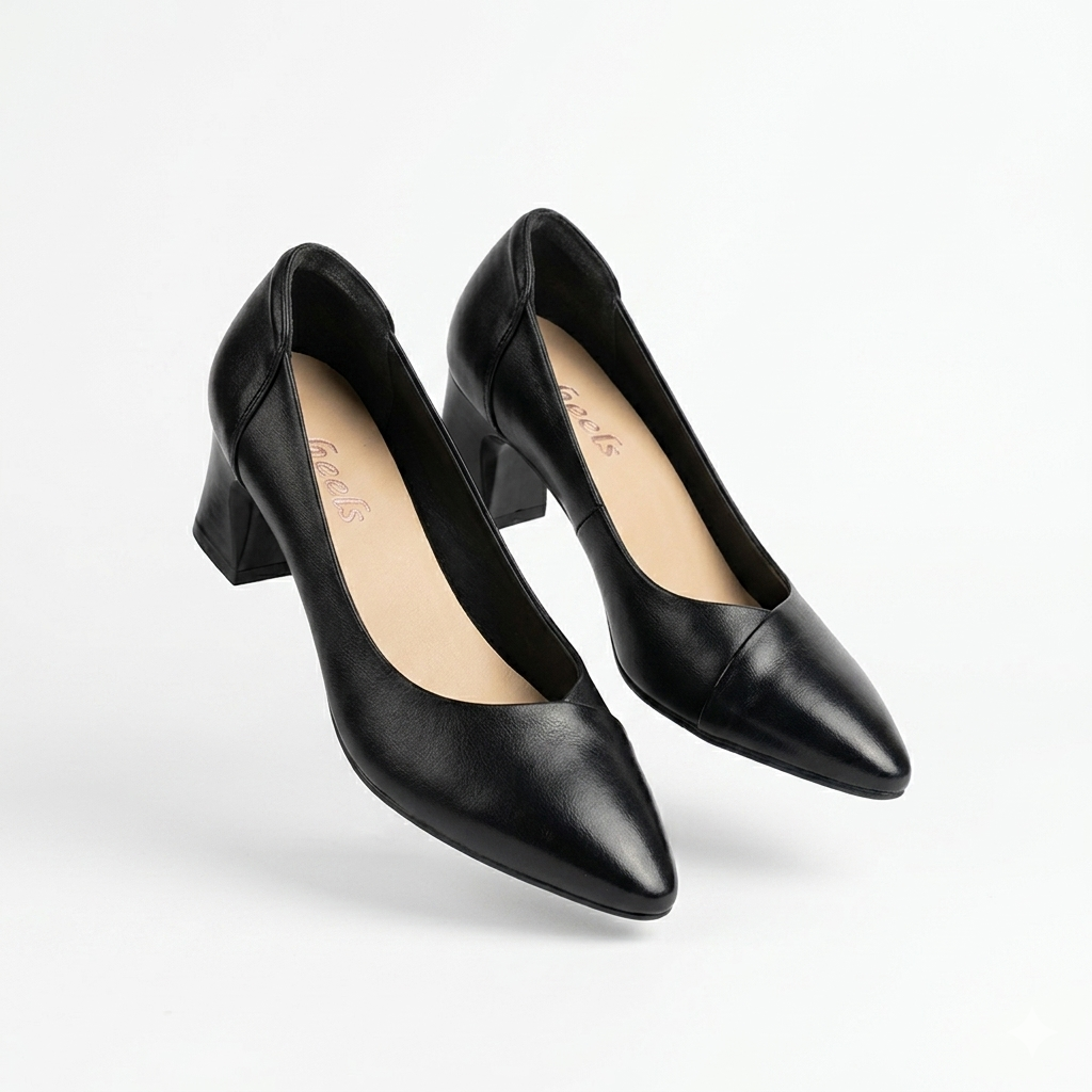 Emma Premium Leather Block Heel Pumps
