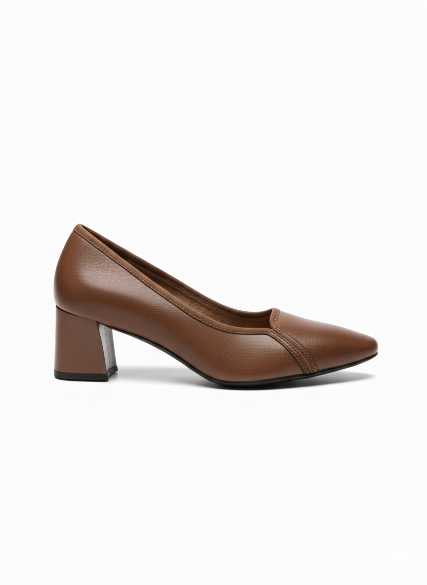 Valentina Premium Leather Block Heel Pumps