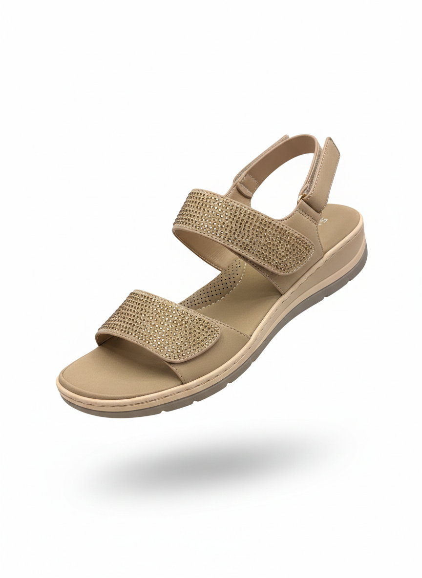 Merali Cushioned Velcro Double Strap Wedge Heel Sandals - The Heels India