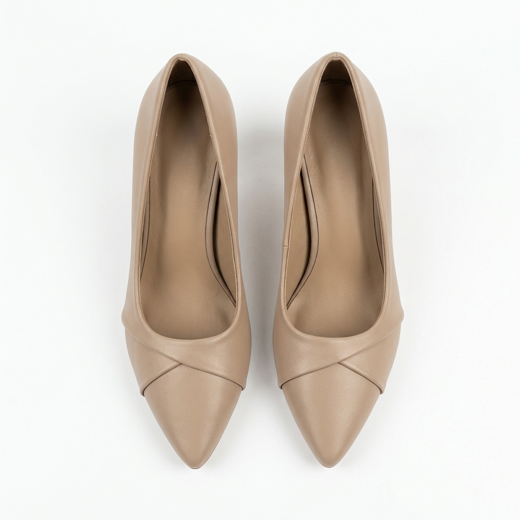 Giulia Swirl Block Heel Pointed Stilettos in Khaki - The Heels India