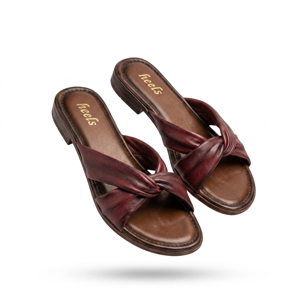 Yaba Leather Soft Napa Cross Flat Sliders