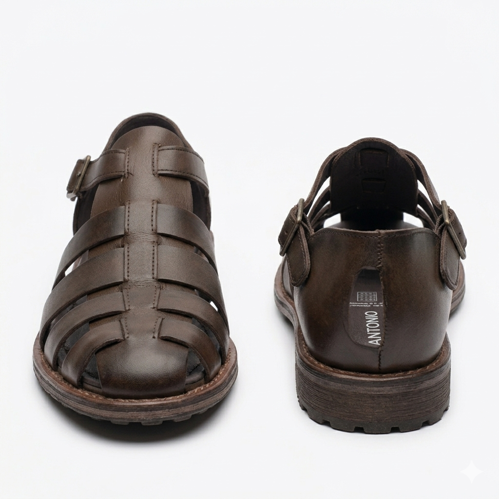 Romano Woven Leather Cage Sandals