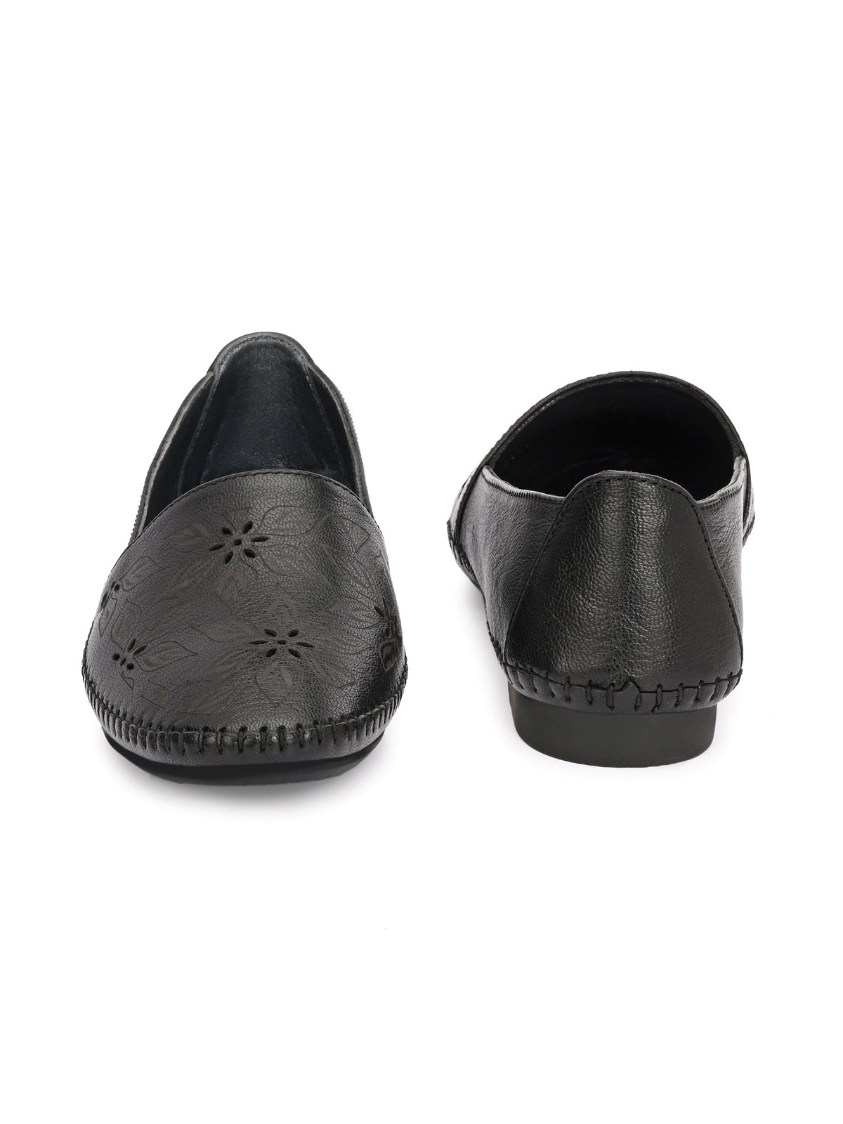 Teressa Perforated Cushioned Leather Ballerinas