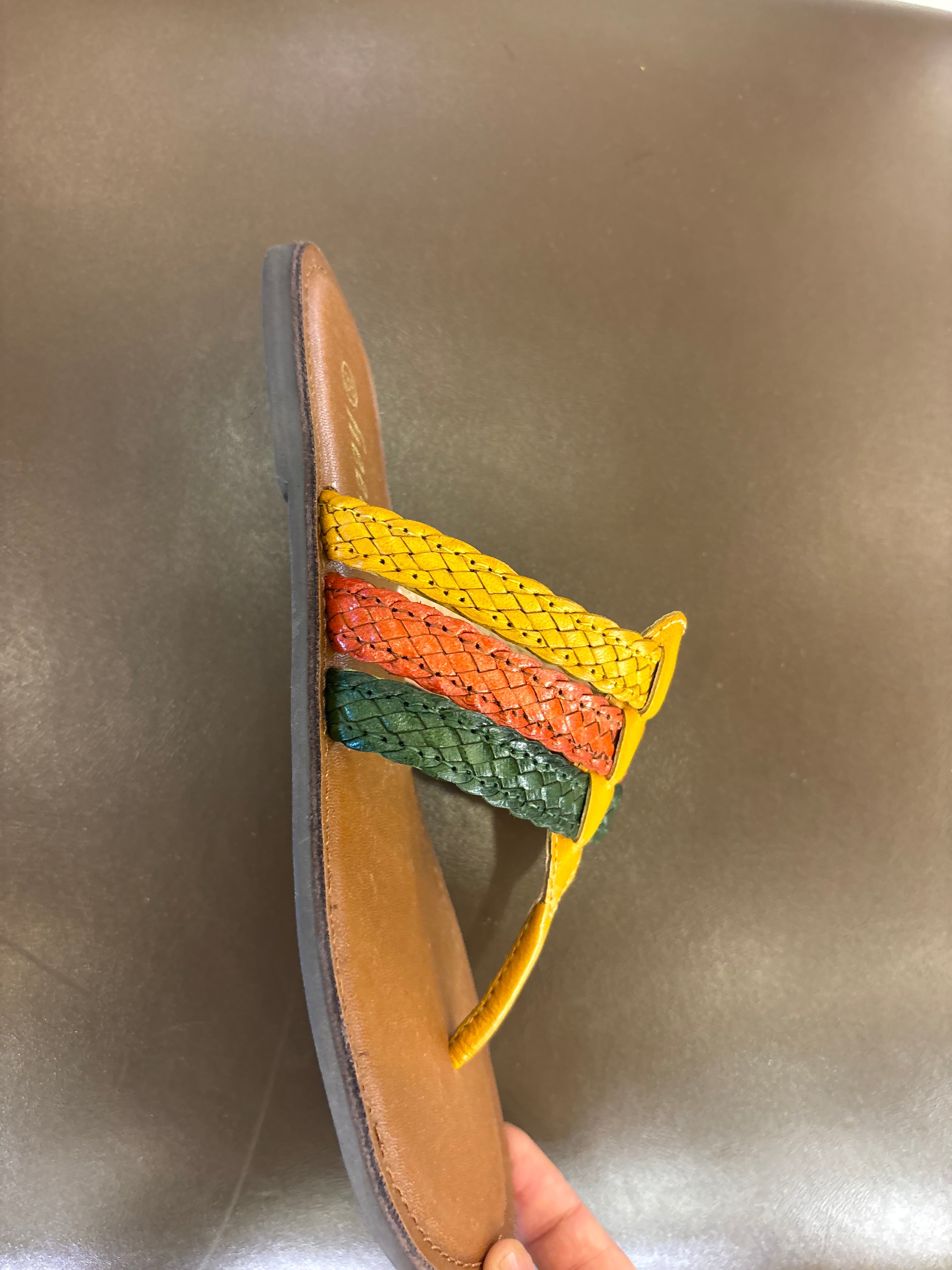Kylie Leather Woven Strap Flat Slippers