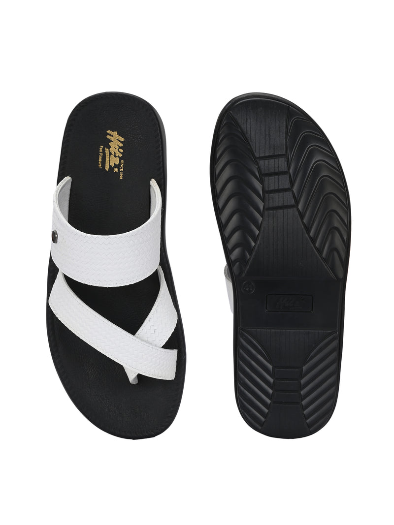 Lustral White Leather Slippers HT