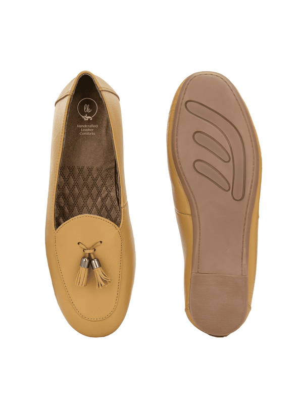 Katie Leather Tassel Yellow Loafers
