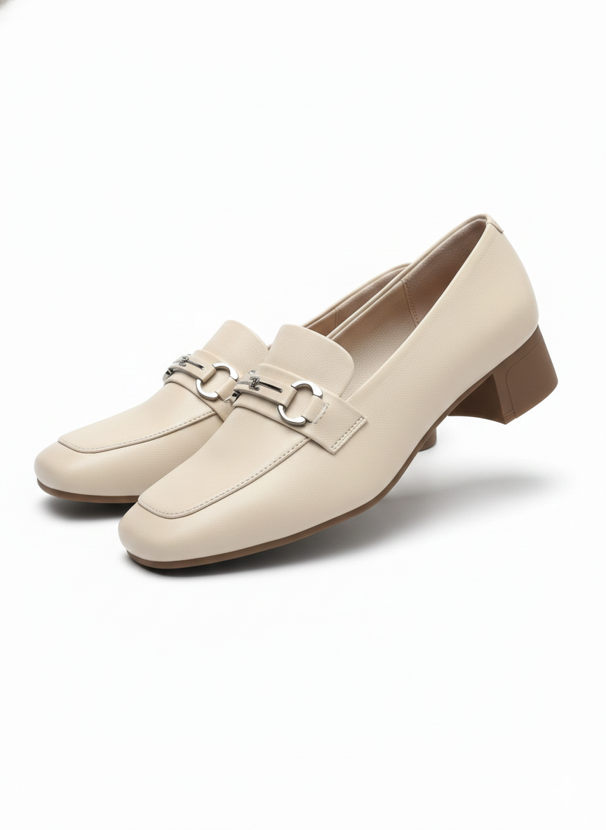Sofiya Premium Leather Heel Formal Loafers - The Heels India