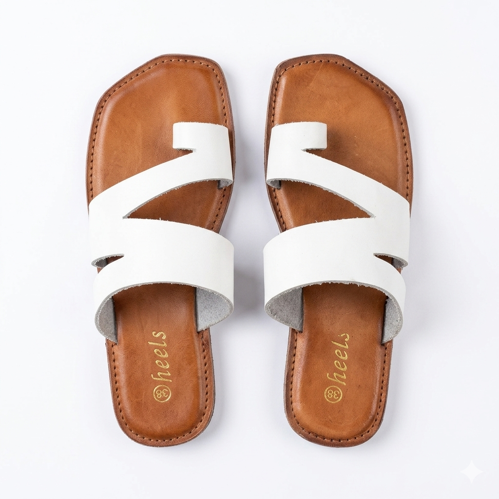Trisha Hexagon Leather Thumb Criss Cross Slippers