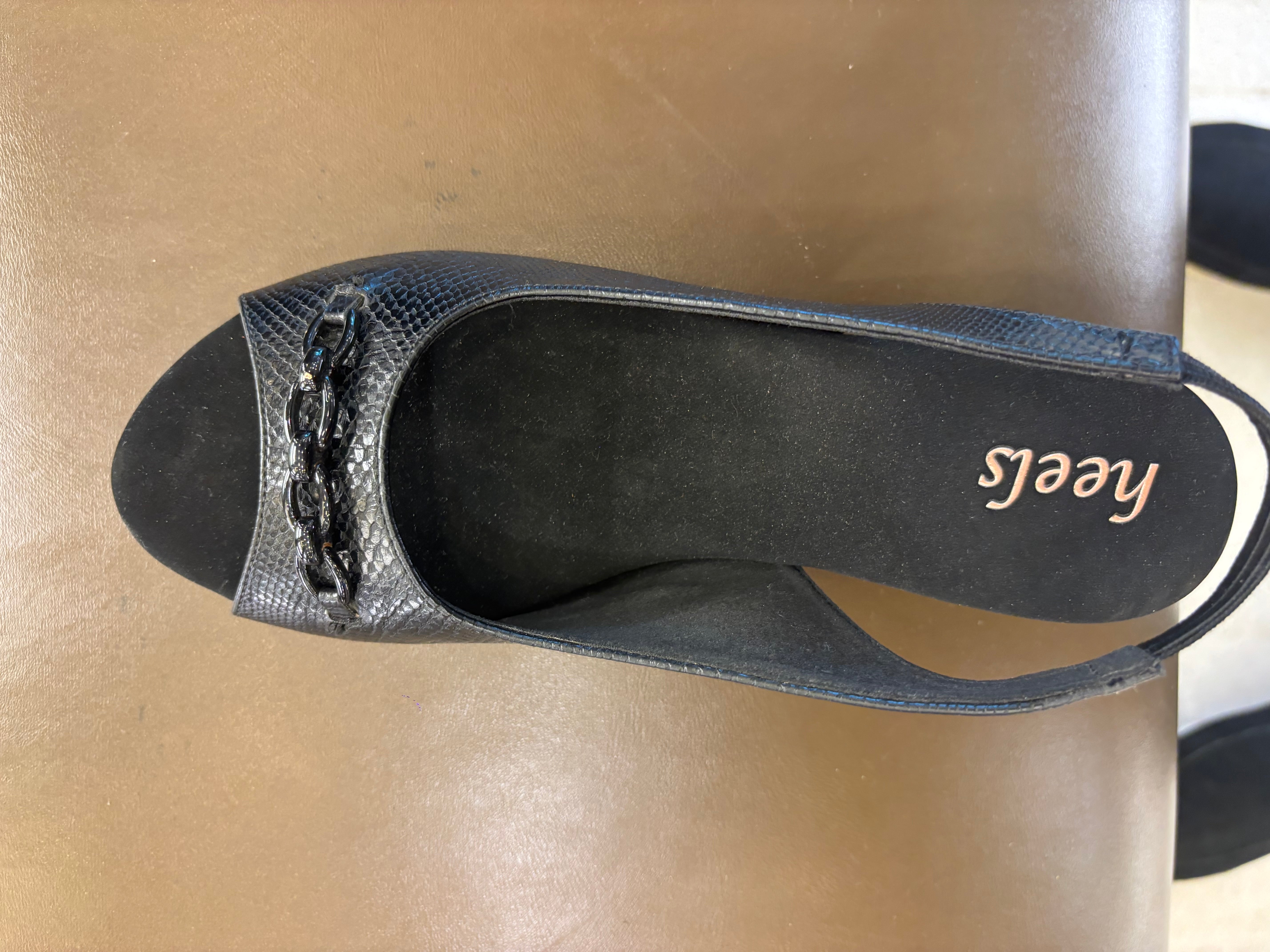 Serena Wedge Back Elastic Peep Toe Sandal