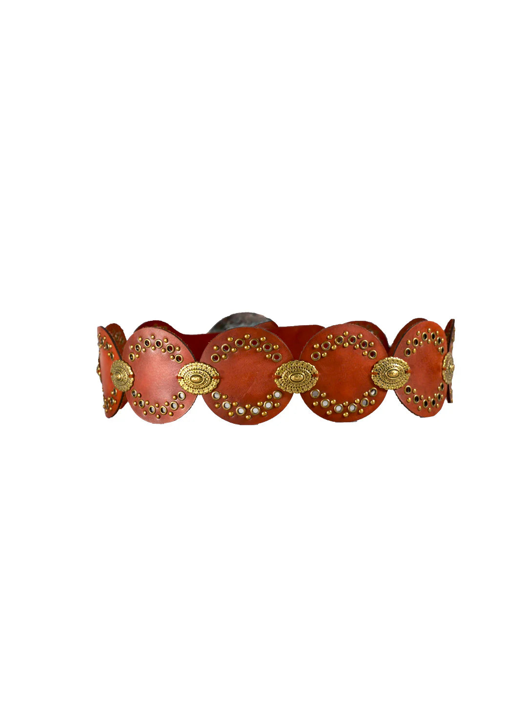 Monarch Cognac Studded Leather Corcet Belt