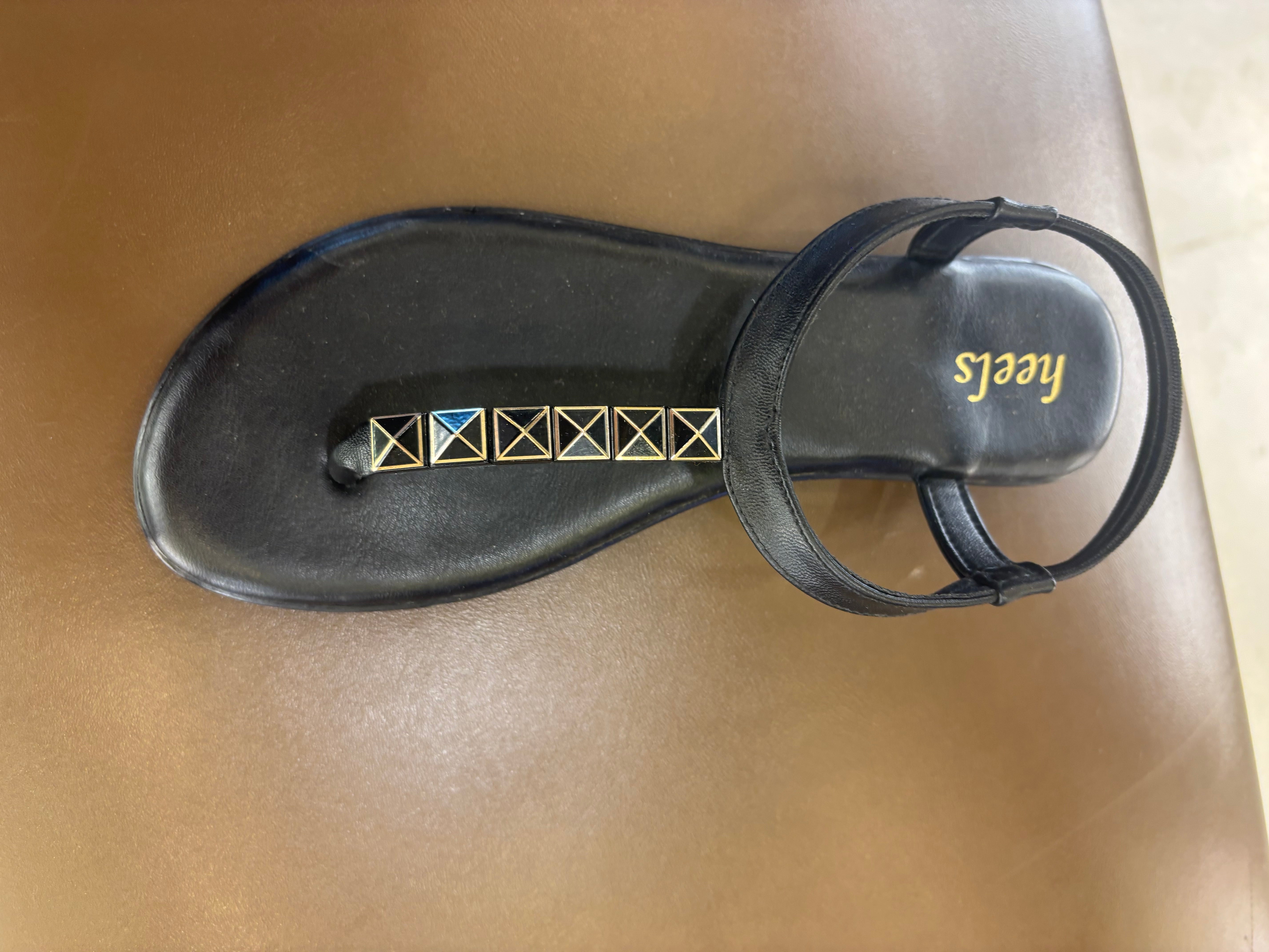 Celine Buckled Comfort Back Elastic Flat Sandals