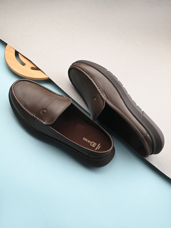 Zero Gravity Brown Leather Slip-On Mules
