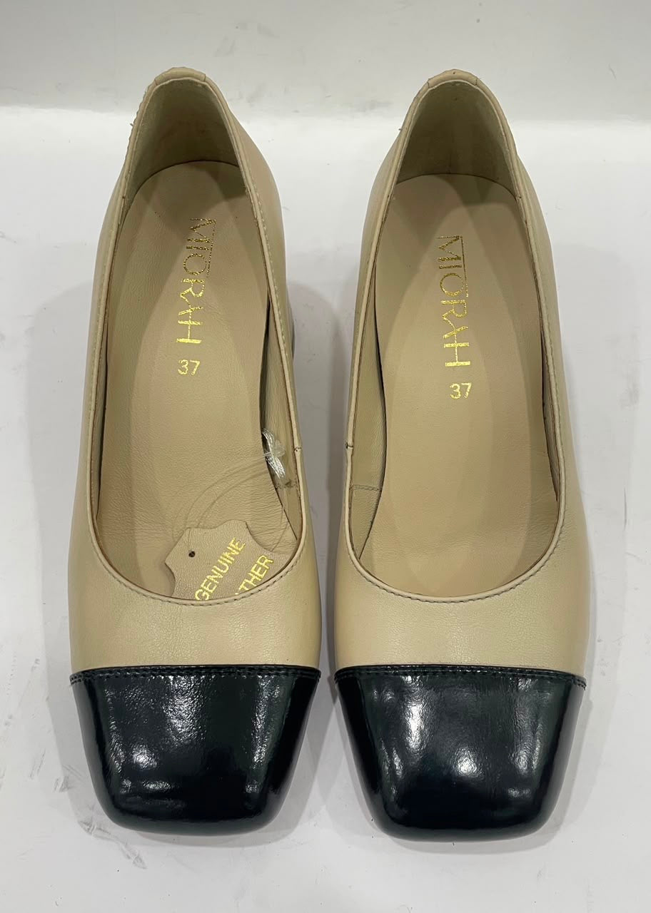 RADIANT Premium Leather Cap Toe Block Heels