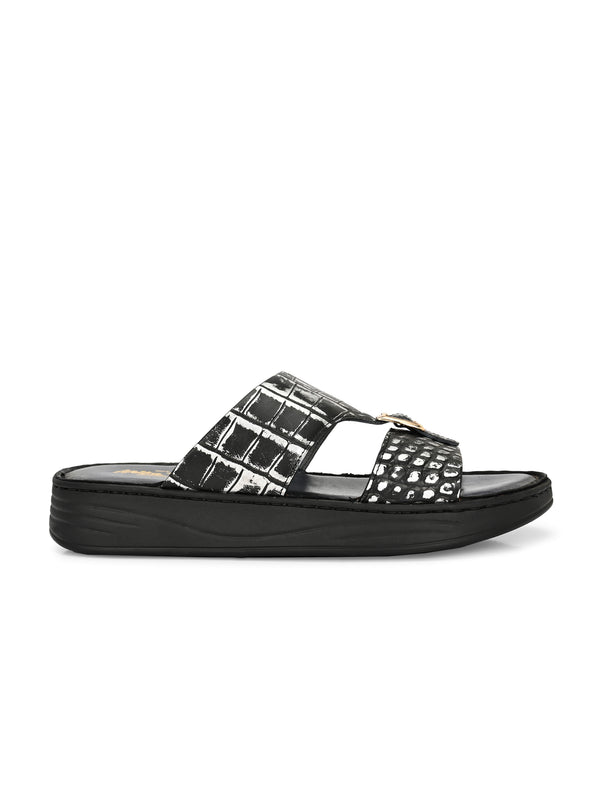 Levano Premium Metallic Grey Leather Slippers