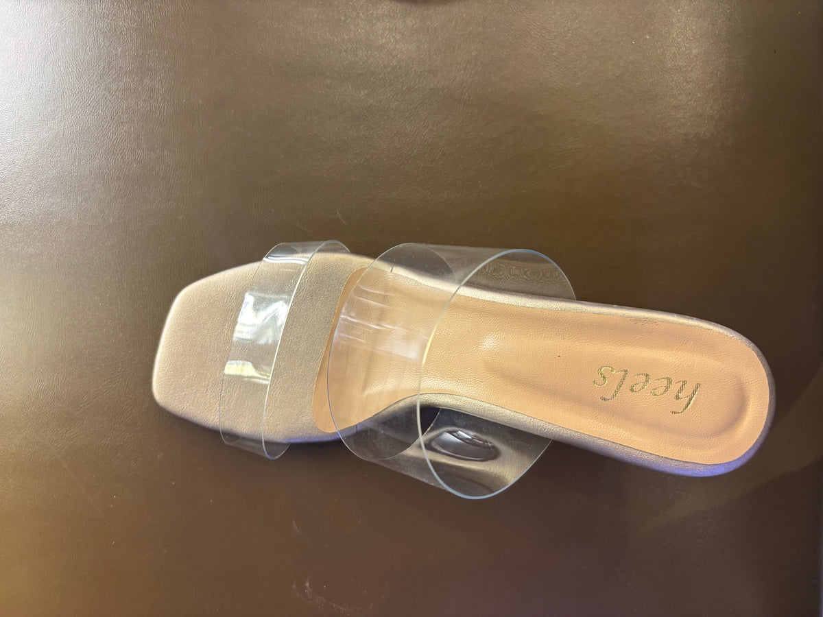 Elsa Dual Transparent Strap Peep Toe Block Heels