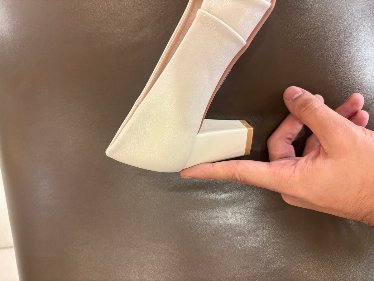 Kylin Swirl Block Heel Pointed Stilettos in Apricot - The Heels India