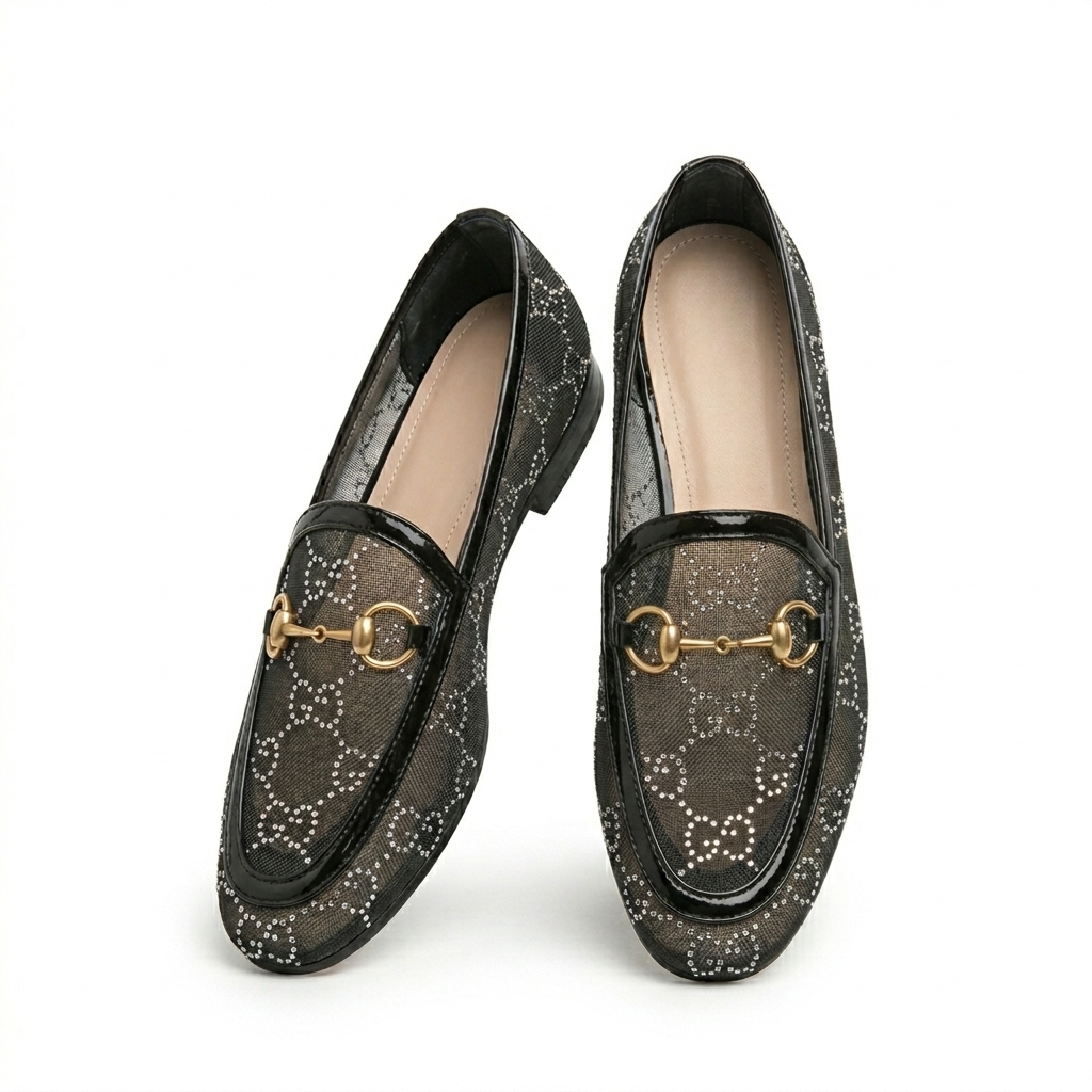 Linda Cushioned Bling Mesh Loafers - The Heels India
