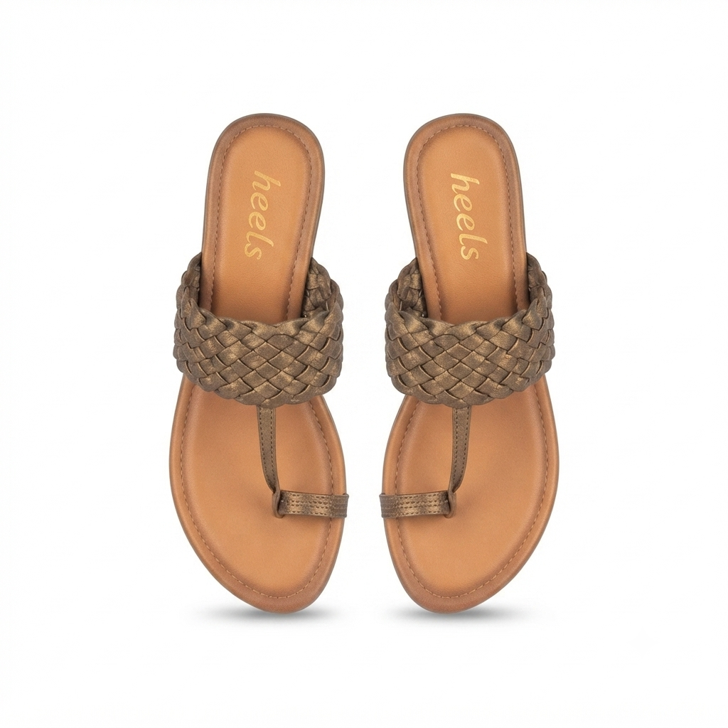 Raya Leather Woven Thumb Strap Comfort Slippers