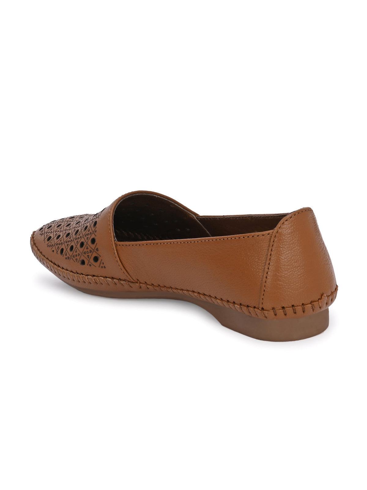 Alvira Perforated Cushioned Leather Ballerinas