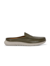 Zero Gravity Olive Leather Slip-On Mules