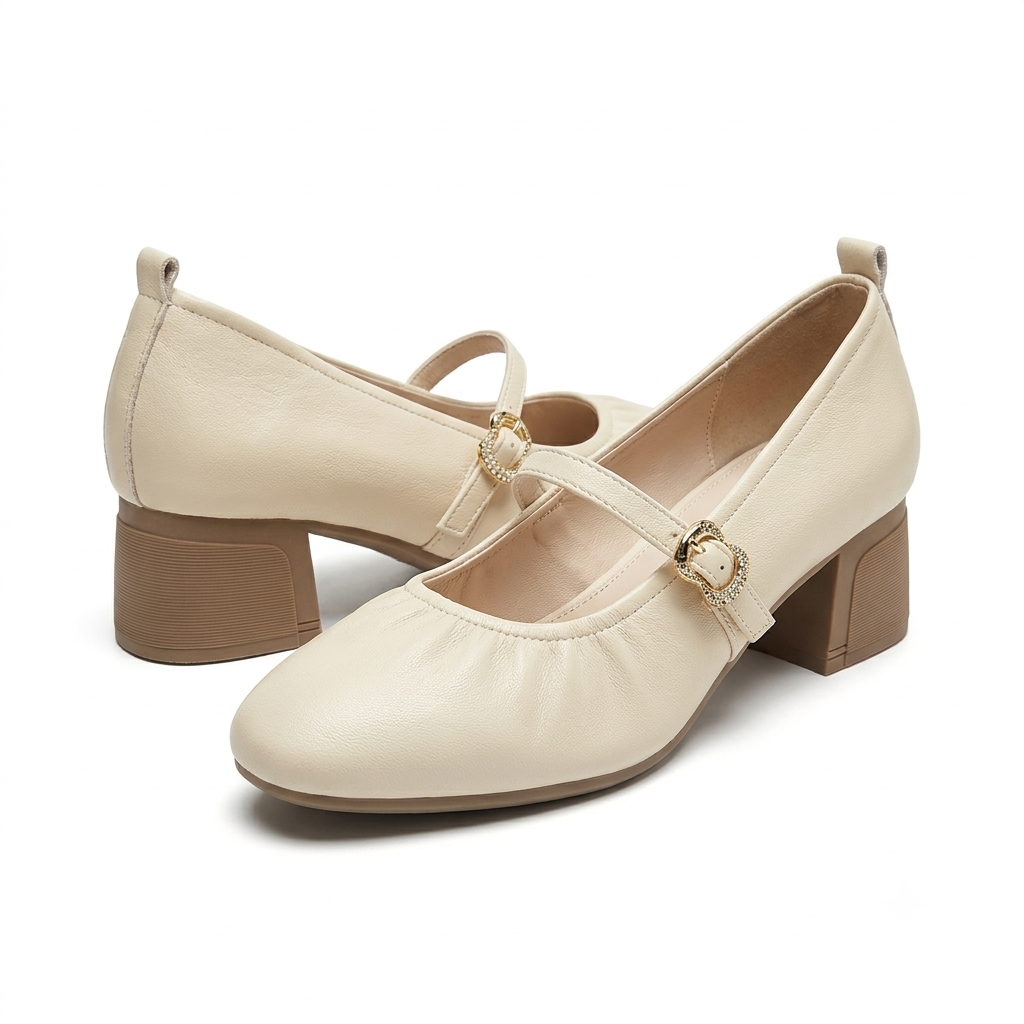 Carla Premium Mary Jane Block Heel Loafers