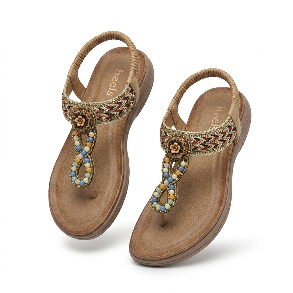 Rosaira Cushioned Embellished Back Elastic Sandals