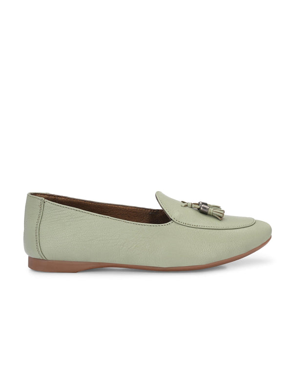 Katie Leather Tassel Sea Green Loafers