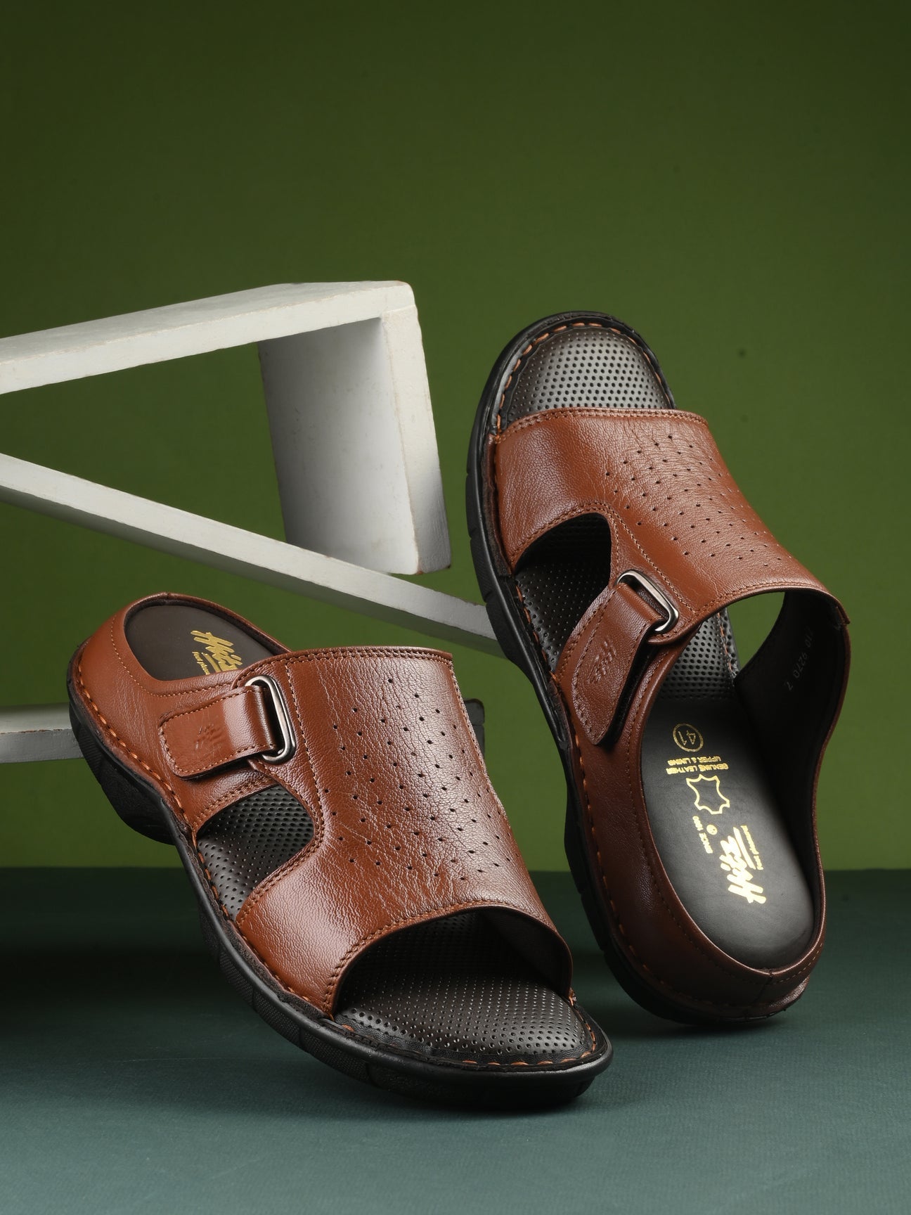 Declan Leather Velcro Cushion Slippers