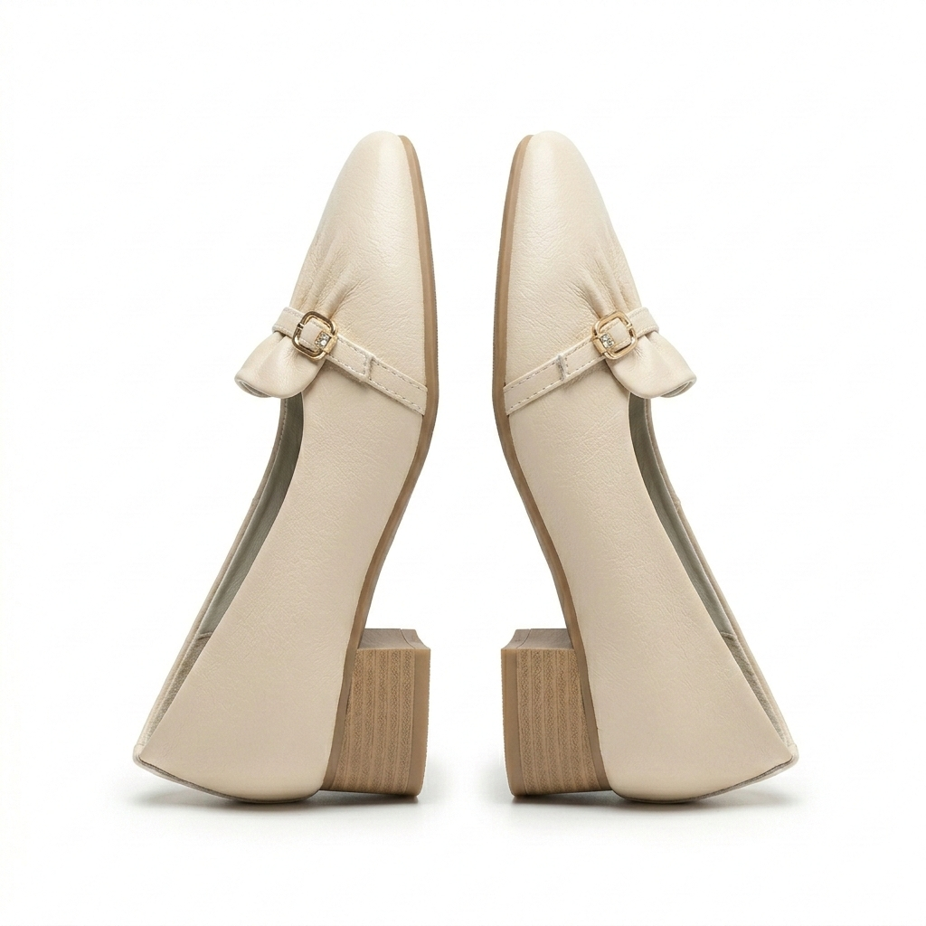 Lisbon Premium Leather Quilted Mid Heel Ballerinas - The Heels India